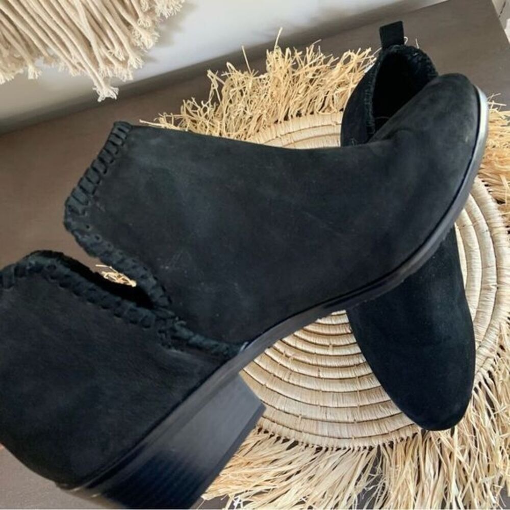 JACK ROGERS Women's Layla Black Suede Heeled Ankle Boots Size 11 - Picture 14 of 16